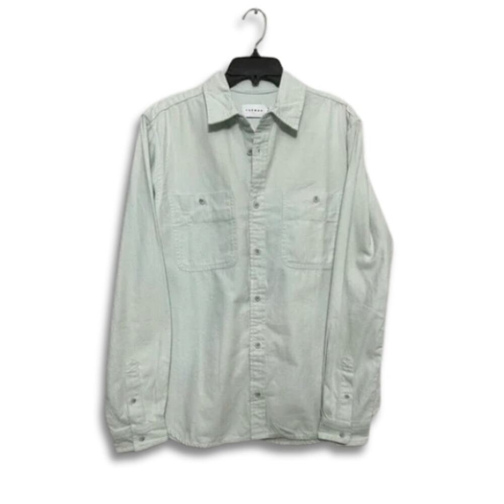 Topman Button Up Shirt Long Sleeve Spread Collar Chest Pocket Green Men's S NWOT